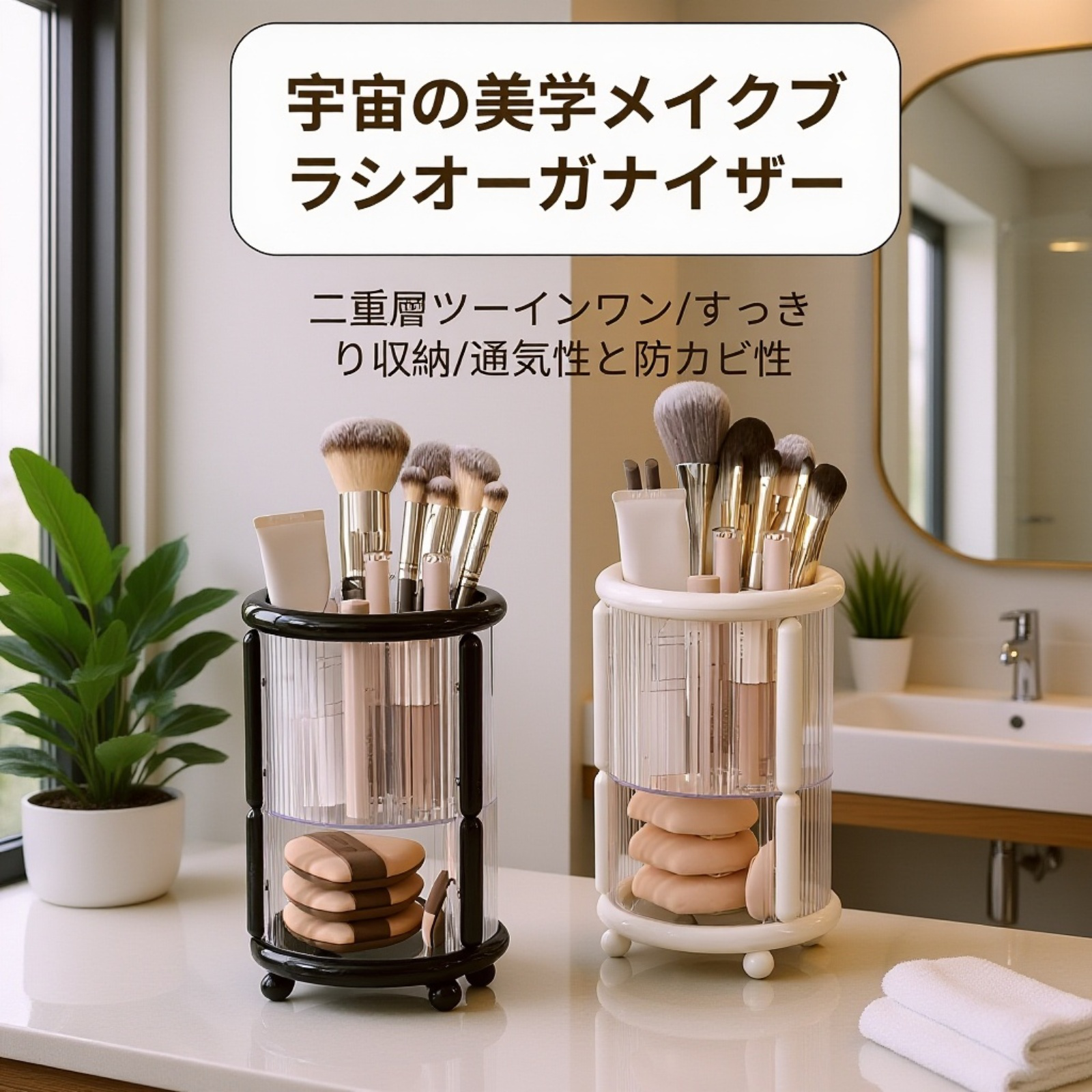 ミニマリスト風メイクブラシ収納バケツ・化粧品収納ボックス