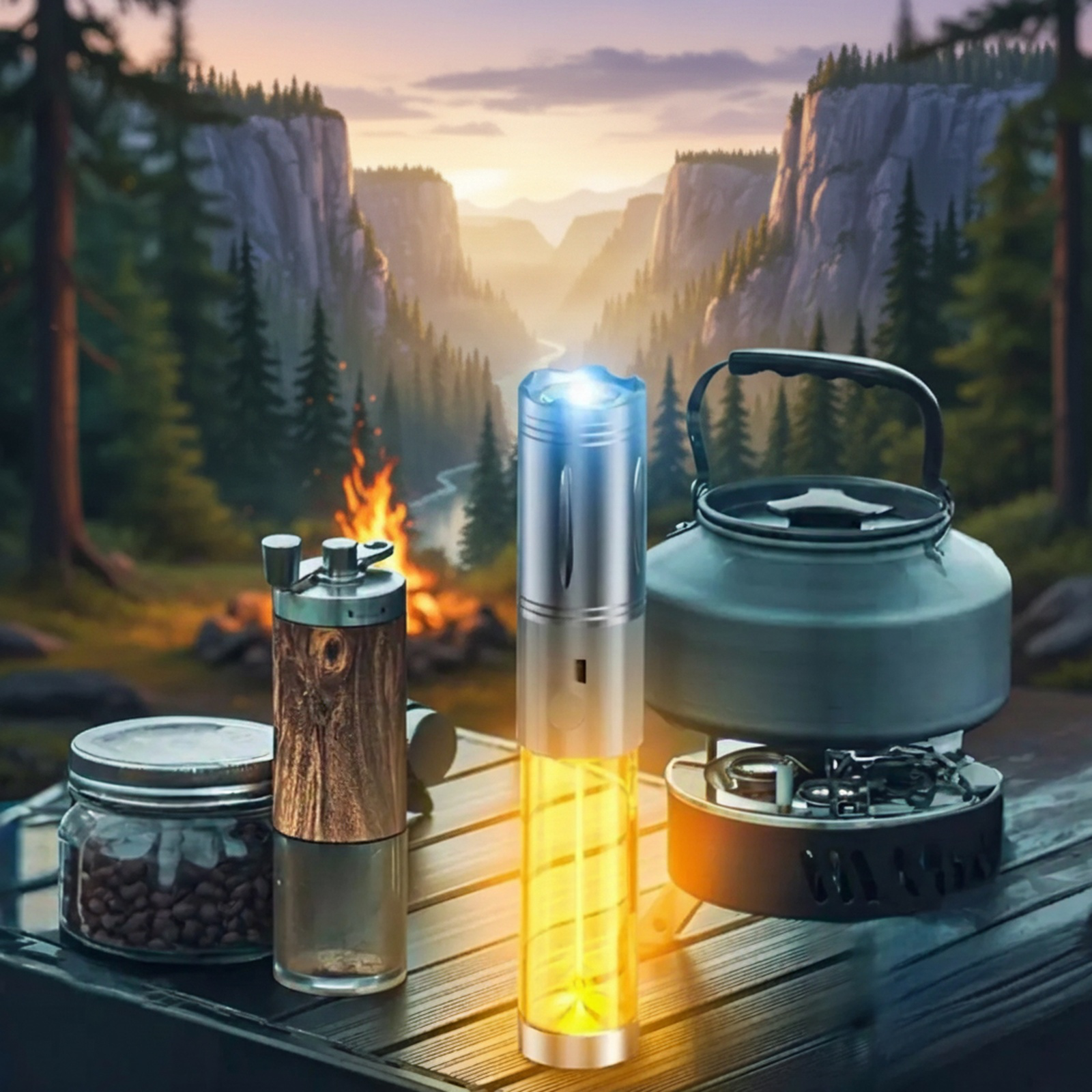 Linterna de alta intensidad impermeable para camping con power bank integrado