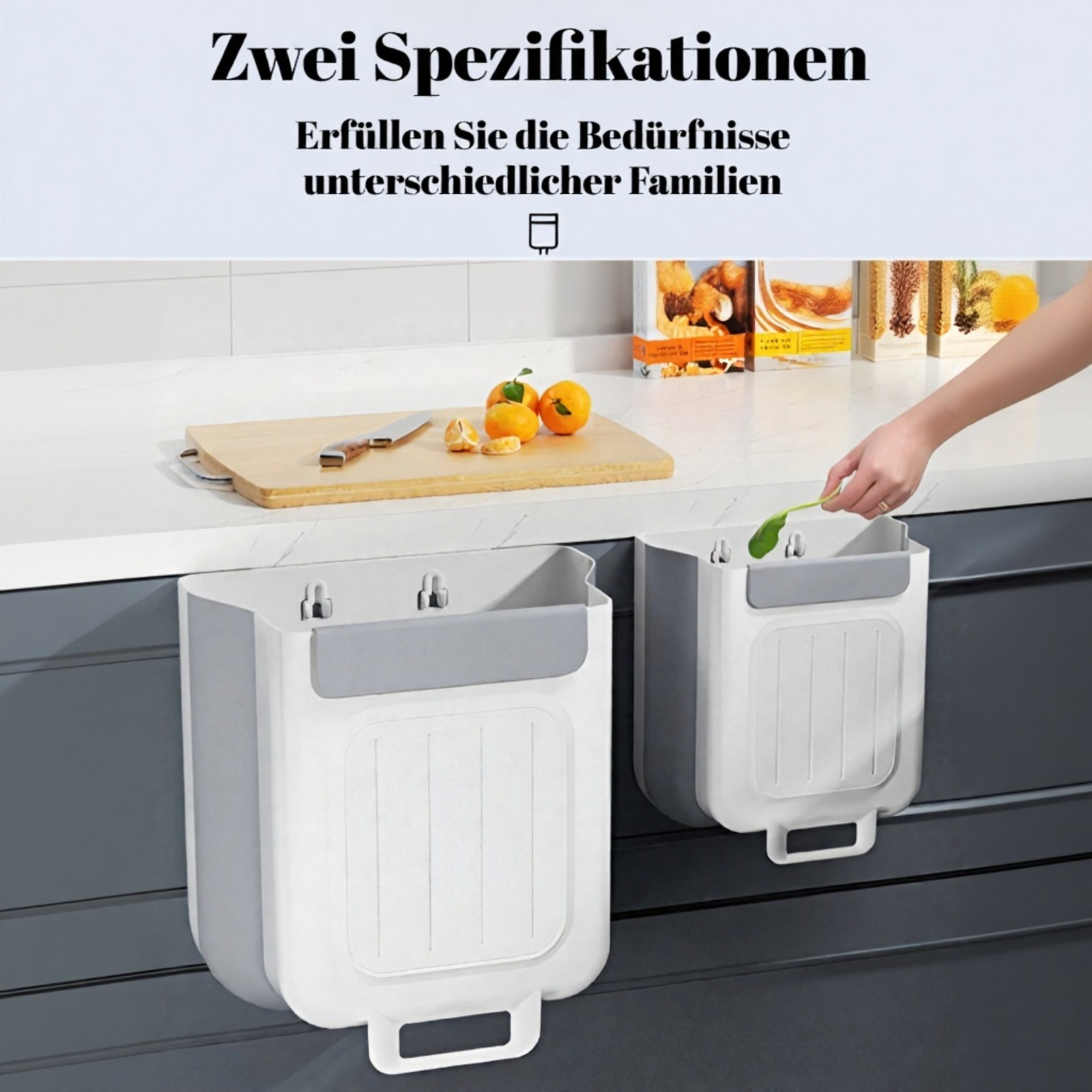  Zusammenklappbarer Müllbehälter für Schranktüren – Wandmontage