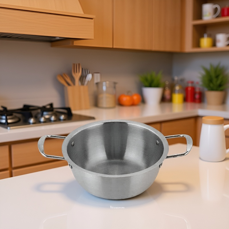 Korean double-ear instant noodle pot household small cooking pot with lid stainless steel soup pot i