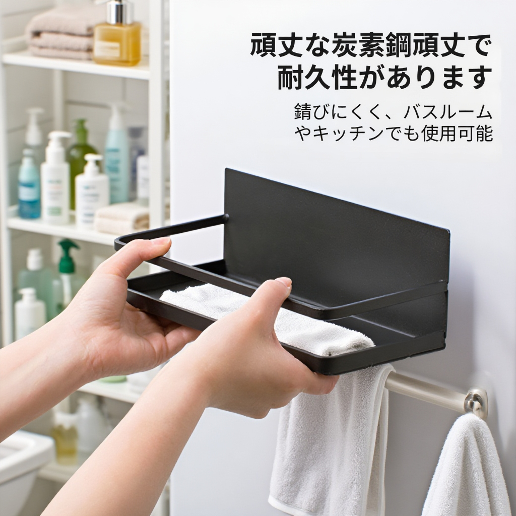 冷蔵庫用マグネット収納ラック キッチン用品掛け棚 壁穴不要