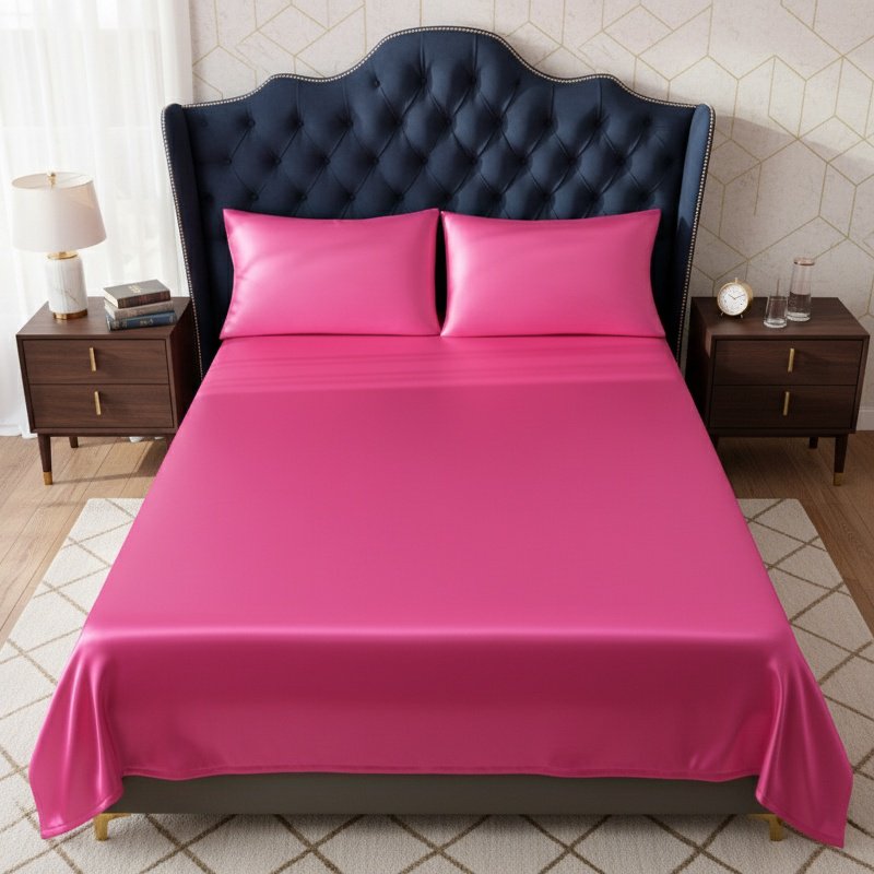 Modern Minimalist Silk Bedspread Bed Skirt, Cool Durable Easy-Clean Bedding