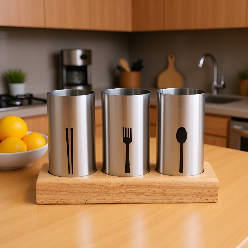 나무 젓가락 꽂이 세트 보관 용기