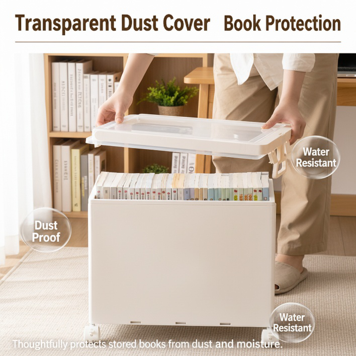 Under-Desk Rolling Portable Cart with Lid