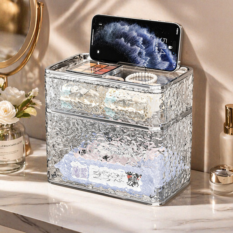 Caja de pañuelos con diseño de ondas de agua para baño, montada en la pared