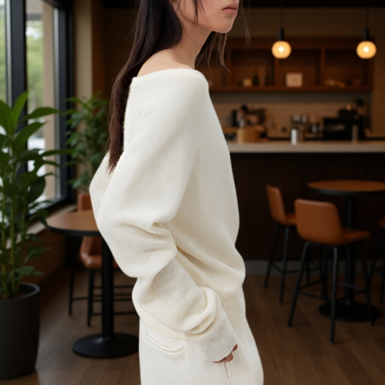 愛とナンシー十三行 2026年 韓国風 オフショルダー 保温ウール ニット レディース 