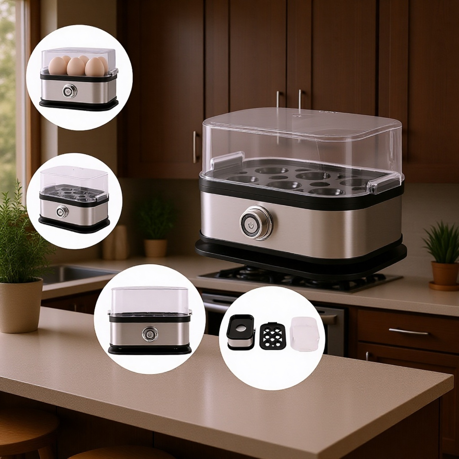 不锈钢煮蛋器のコンパクトサイズ