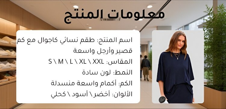 طقم نسائي كاجوال مع كم قصير وأرجل واسعة