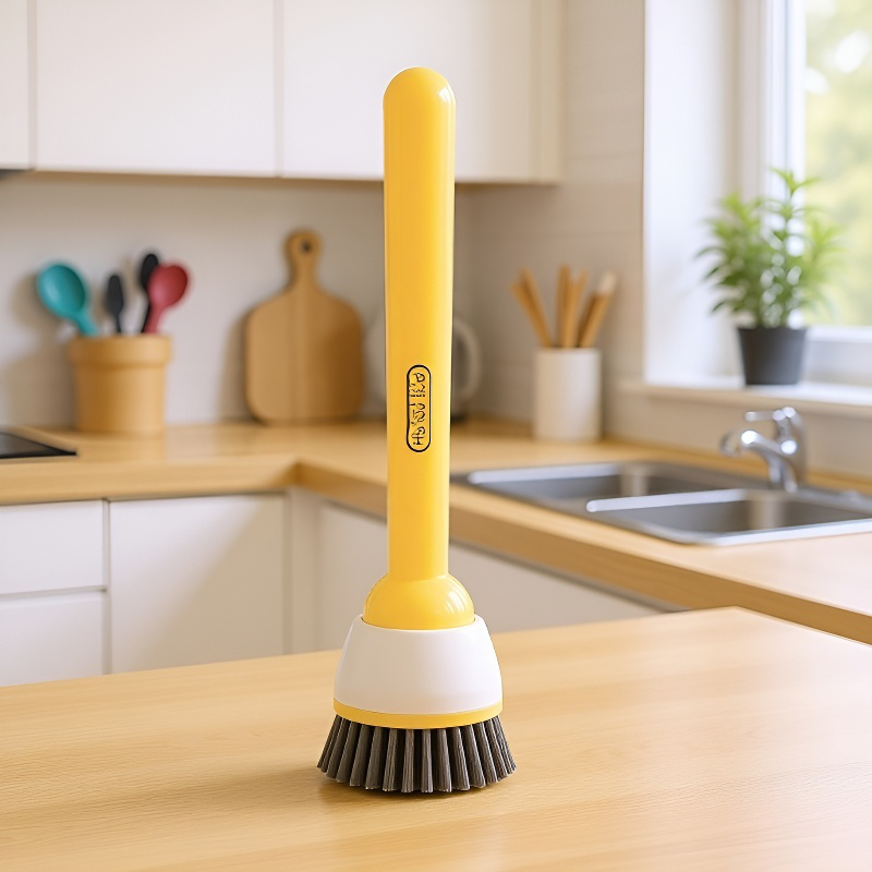 Cepillo de sartén de mango largo ajustable y giratorio