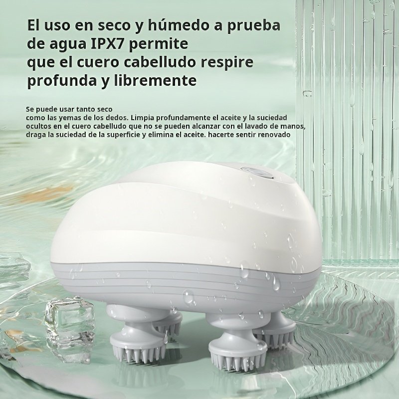 Mini masajeador de cabeza inteligente, masajeador eléctrico impermeable, fisioterapia, amasado, arte