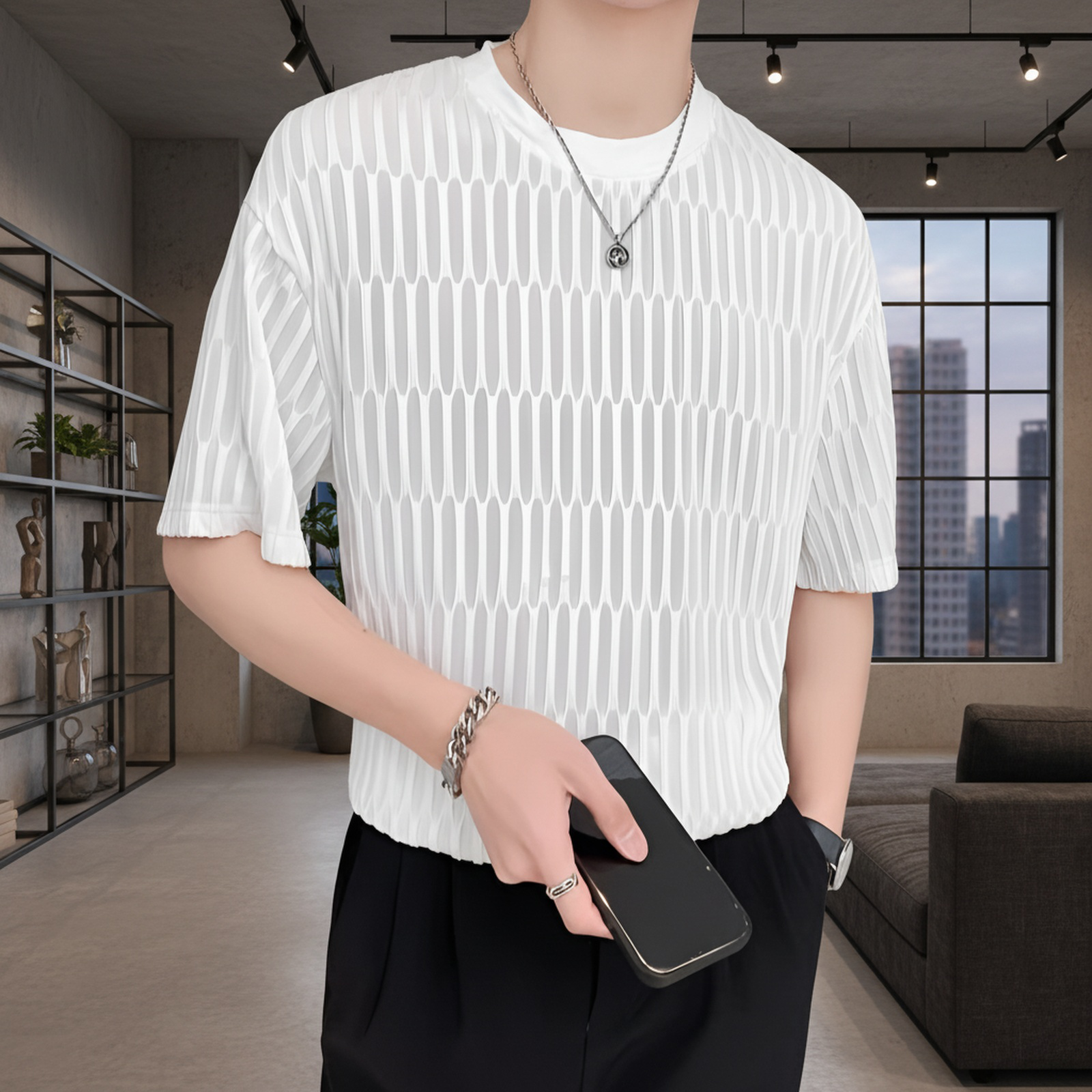 涼しい素材のデザインTシャツ