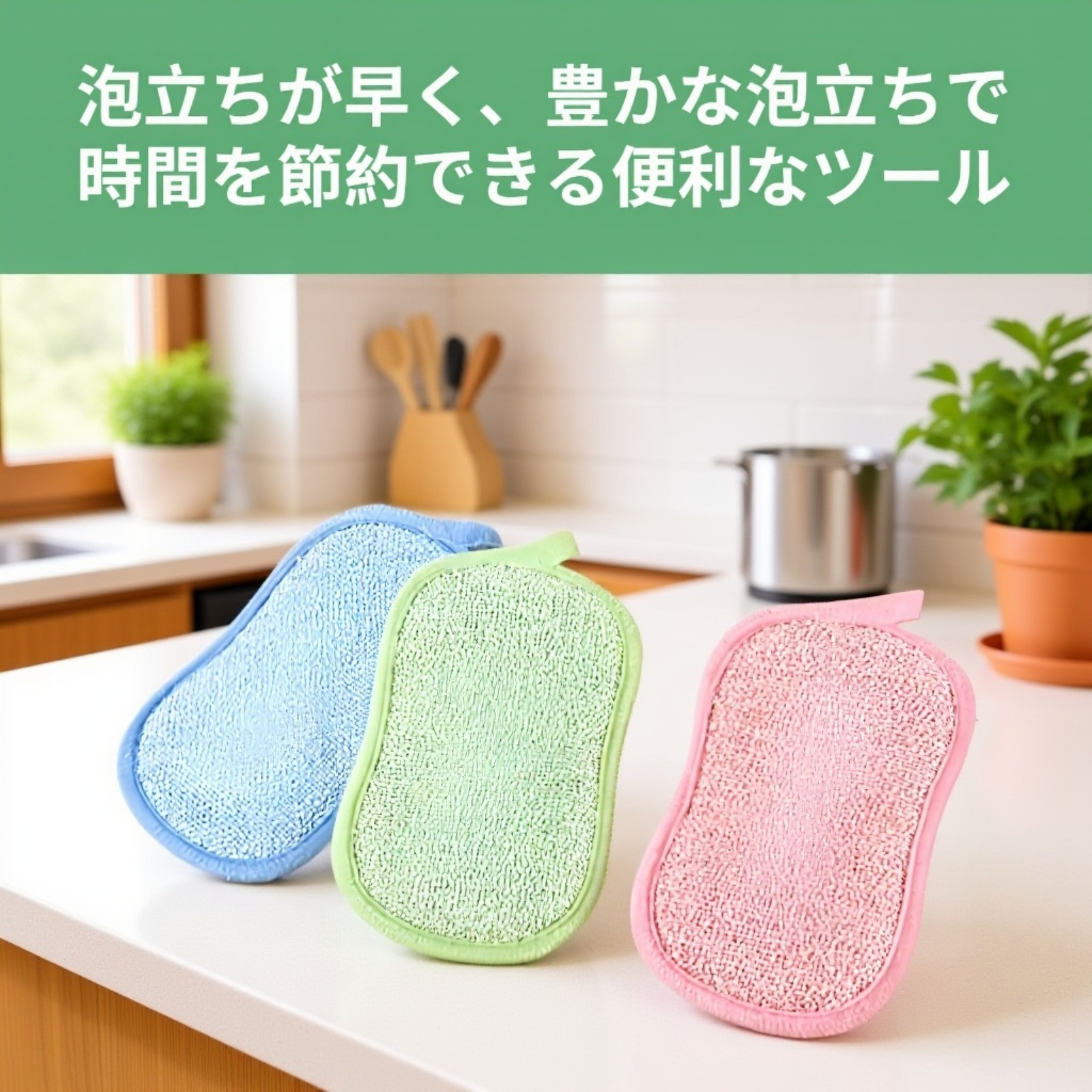 スポンジの柔らかい面と硬い面の比較