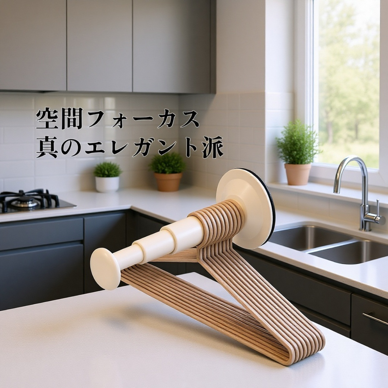 浴室に取り付けられた可伸縮式吸盤ハンガー