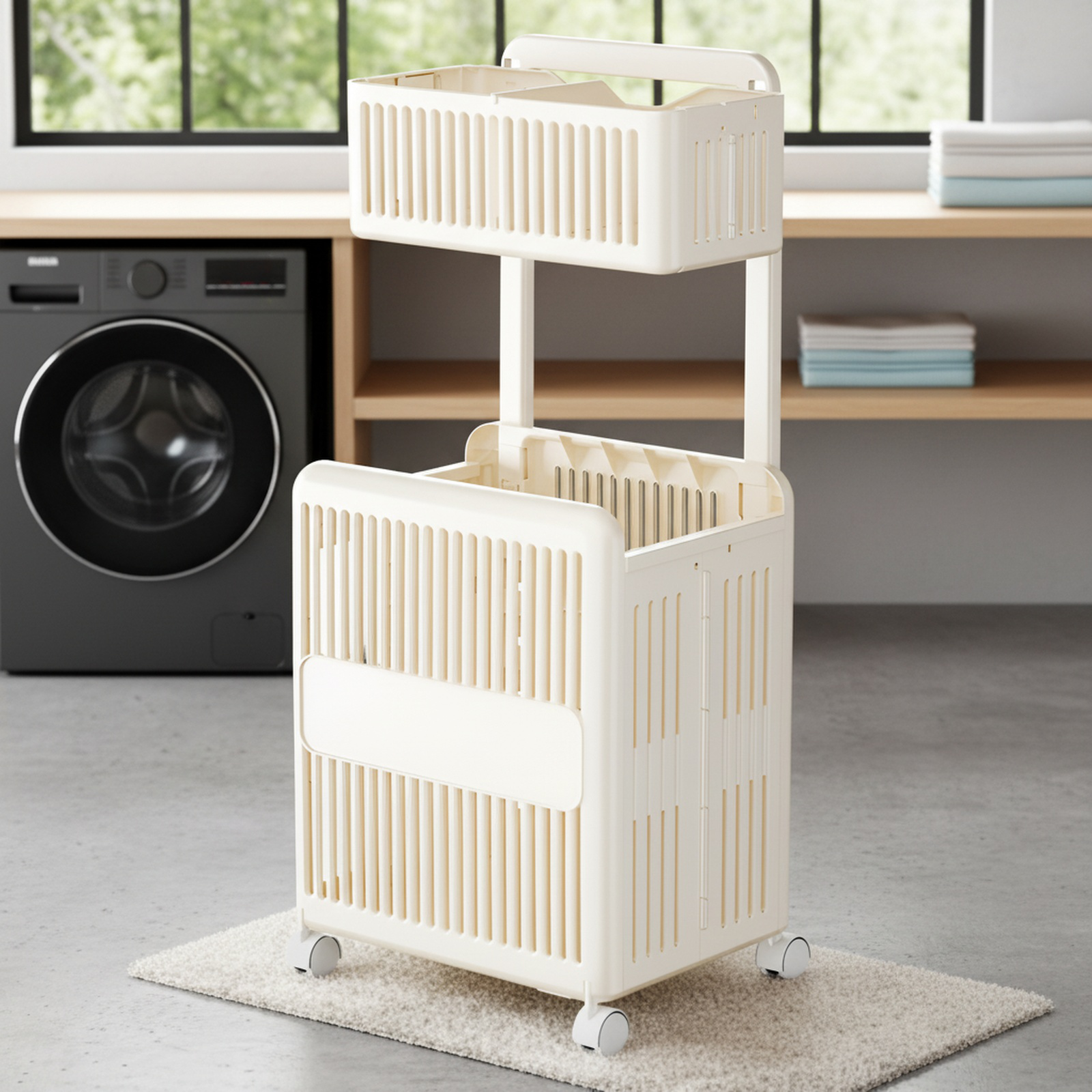 Household Multi-layer Removable Laundry Basket Foldable Bathroom Storage Hamper