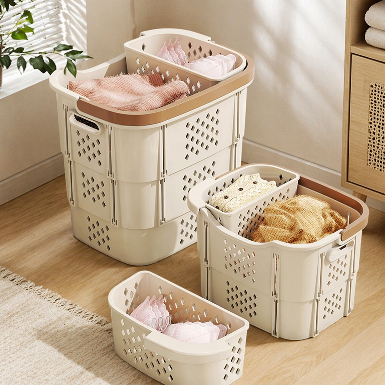 Household Large Compartment Clothing Organizer Basket