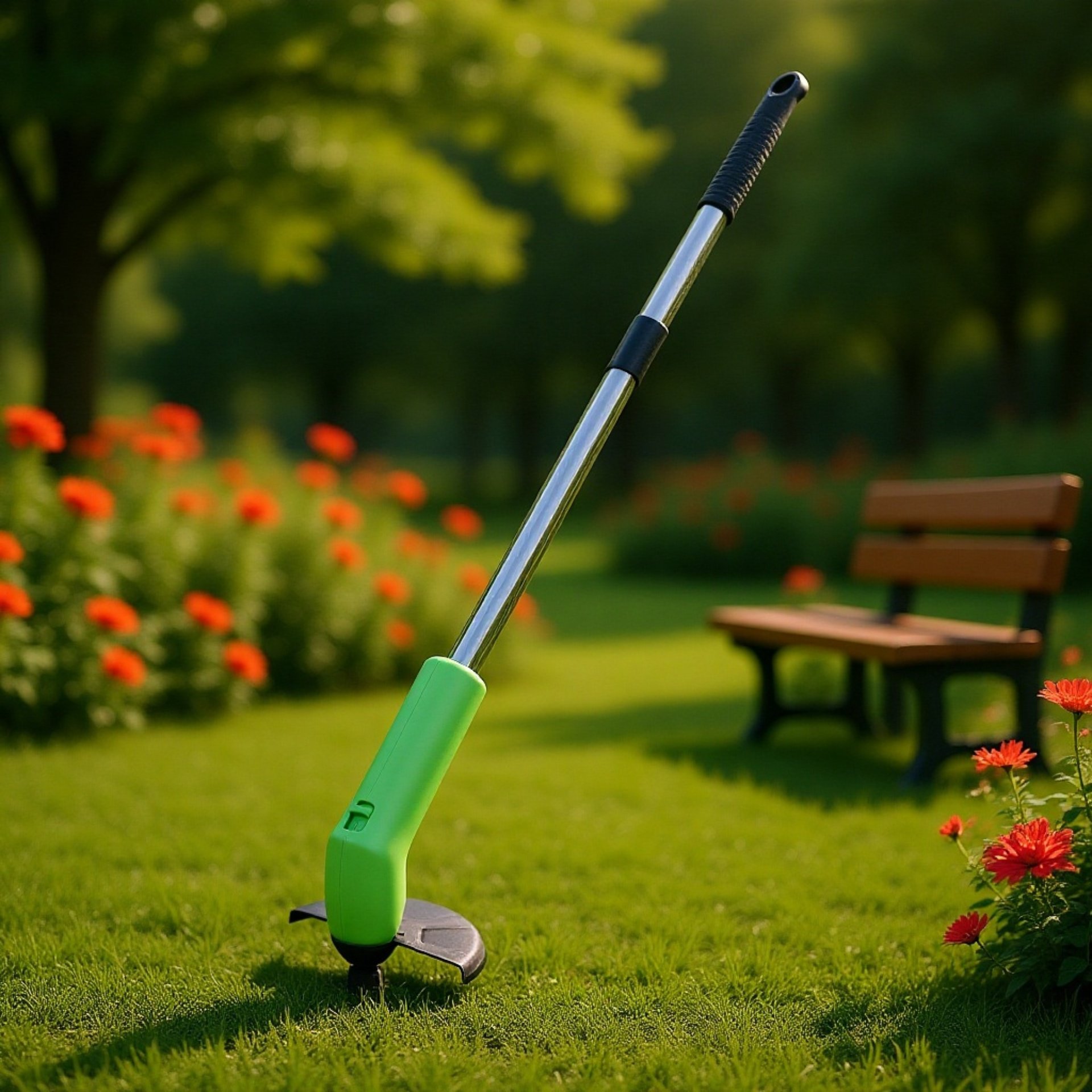 Leistungsstarker Rasenmäher aus Aluminiumlegierung in Aktion