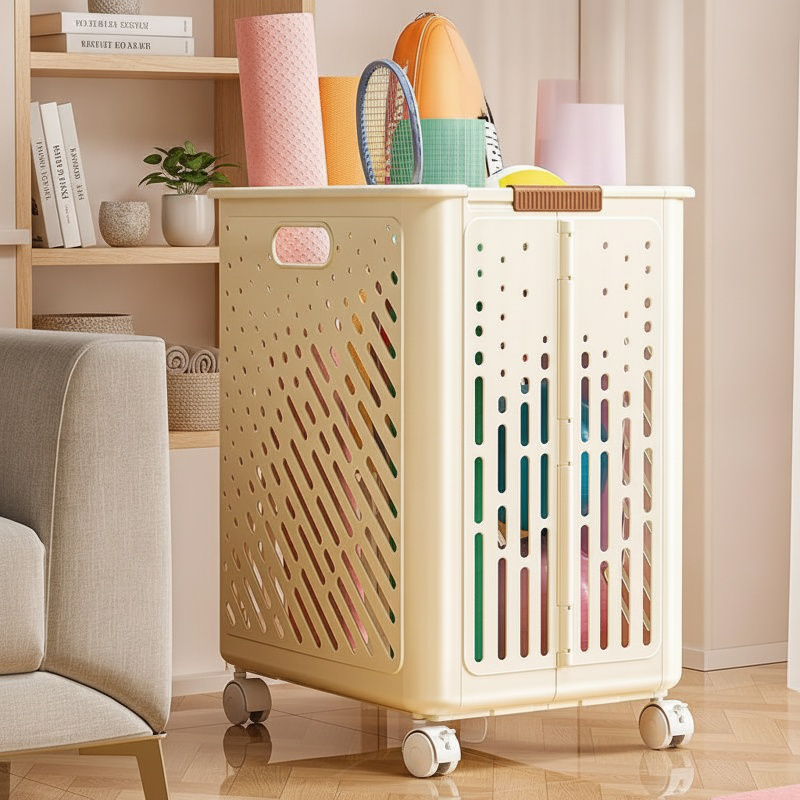 Storage Basket with Wheels for Household Sports Tools