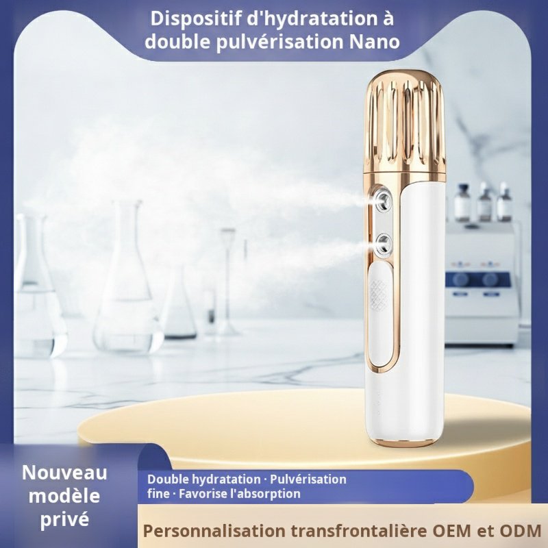 Compteur d'hydratation portatif à double jet nano, compteur d'hydratation à double trou, humidificat