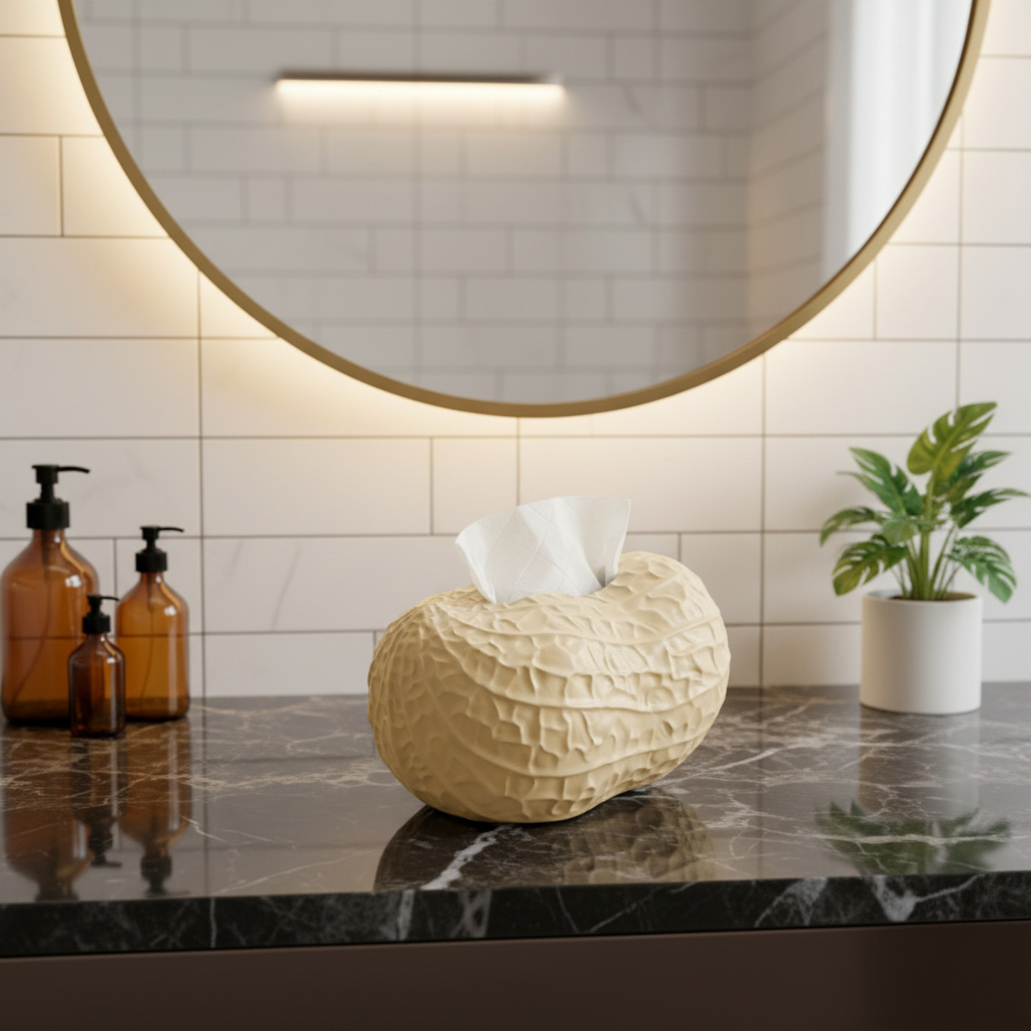 High-End Light Luxury Peanut Shaped Ceramic Tissue Box