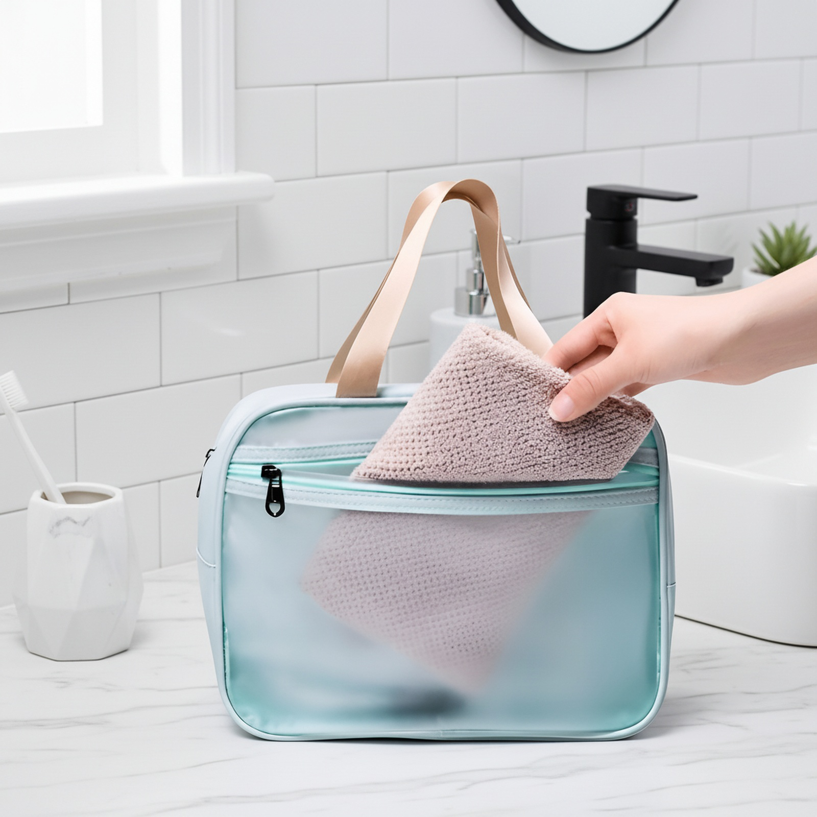 Large Capacity Wet and Dry Separation Cosmetic Bag
