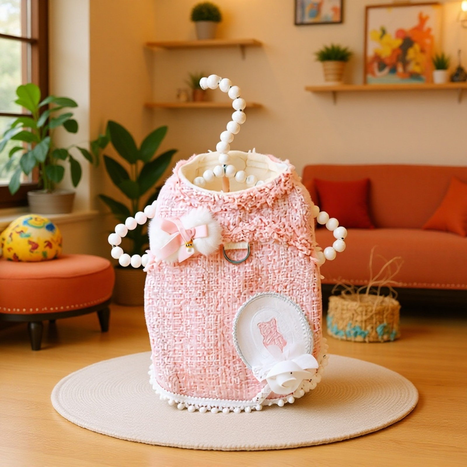 Vestido de princesa para gato y perro pequeño, abrigo grueso otoño/invierno, correa rosa