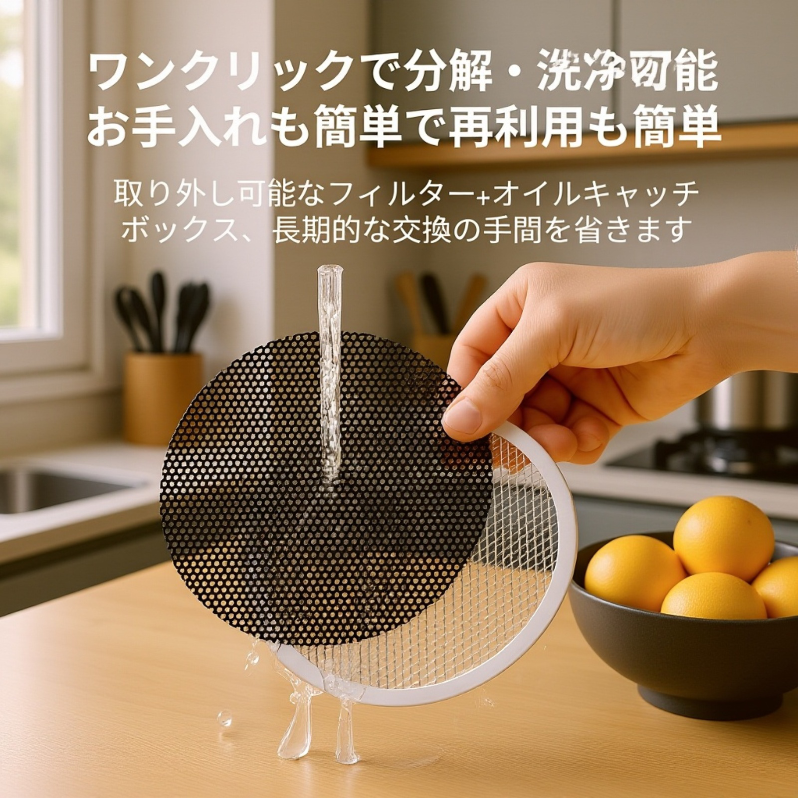 簡単設置が可能な卓上レンジフード