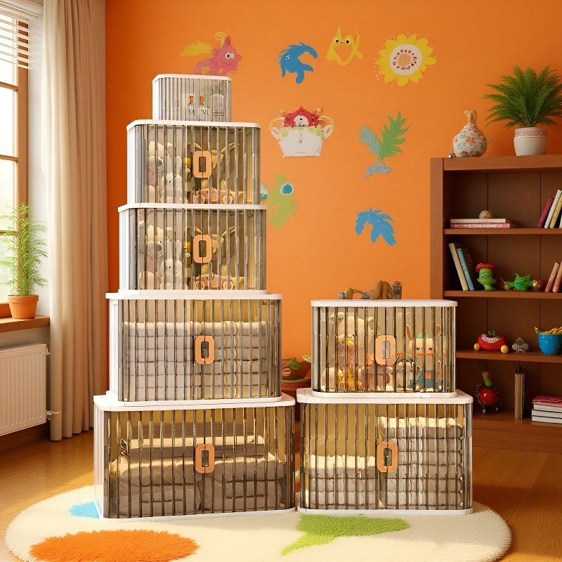 Space-Saving Foldable Cabinet with Rolling Doors