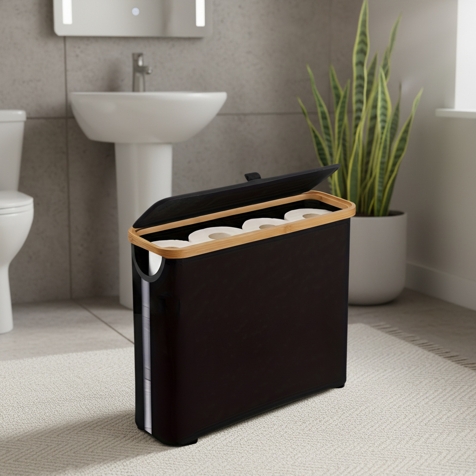 Bathroom Accessories Rack Visual Paper Towel Storage Basket