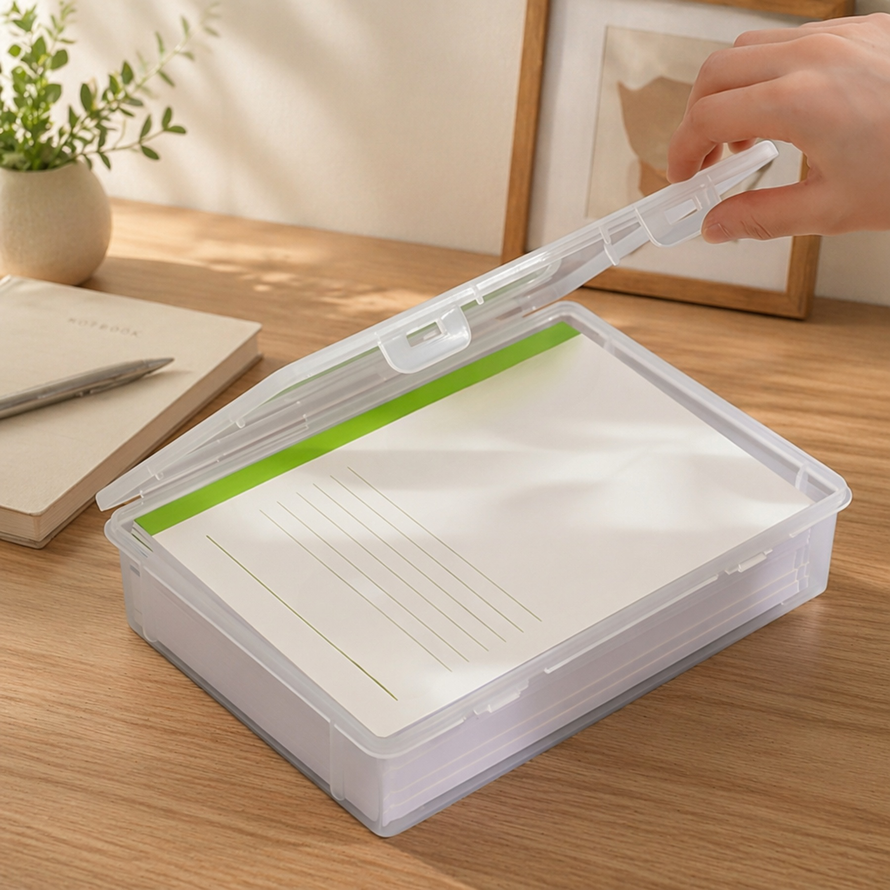 Transparenter Papierhalter mit Dokumenten