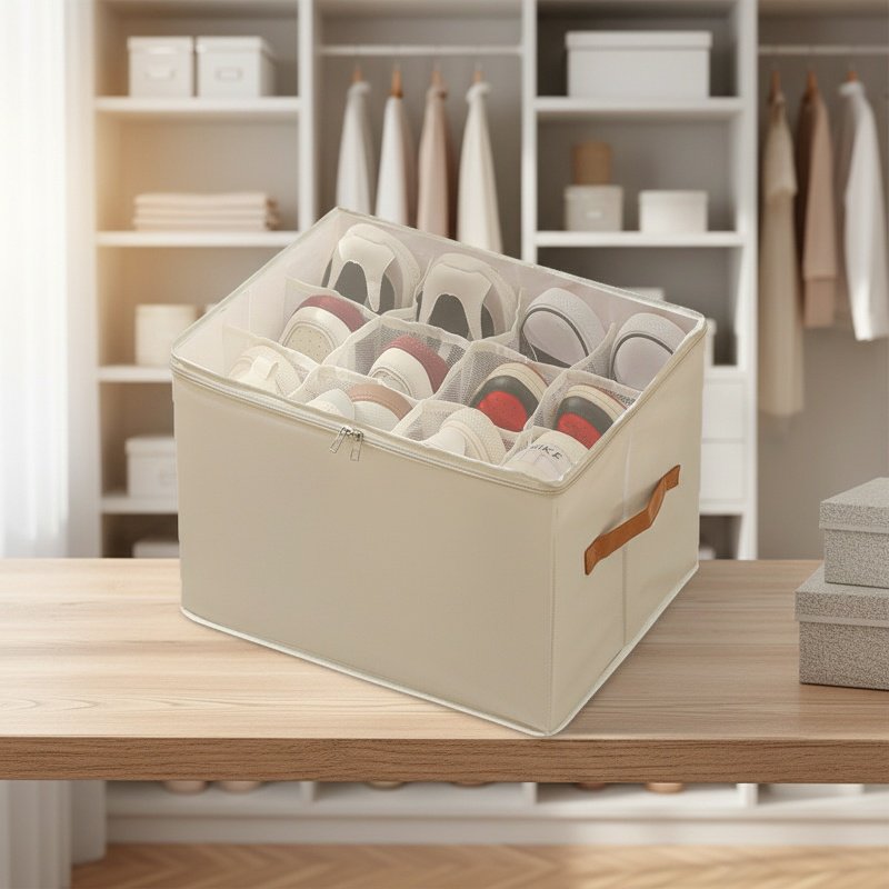 칸막이로 나누어진 신발 수납함 내부