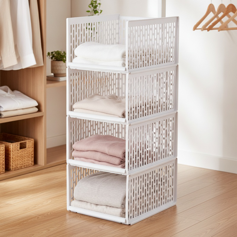 Easy-install wardrobe shelf storage basket