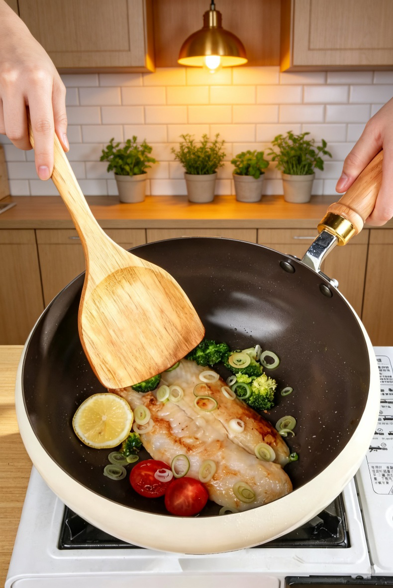 Cocina saludable con olla de cristal de titanio