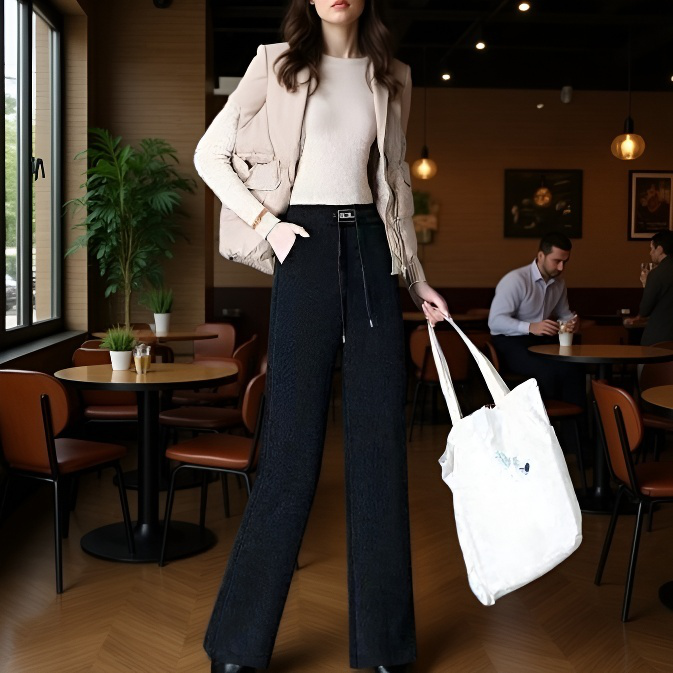 빅 사이즈 겨울 쉐닐 코듀로이 와이드 팬츠 여 기모 도톰 슬림 캐주얼 팬츠