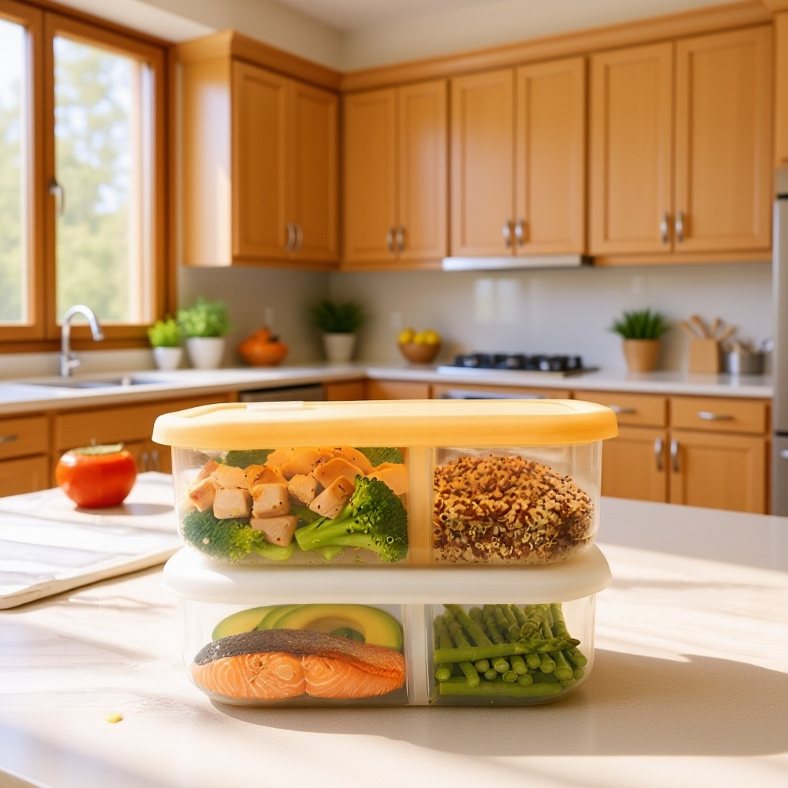 Silikon-Lunchbox mit mehreren Fächern, geeignet für heiße und kalte Speisen