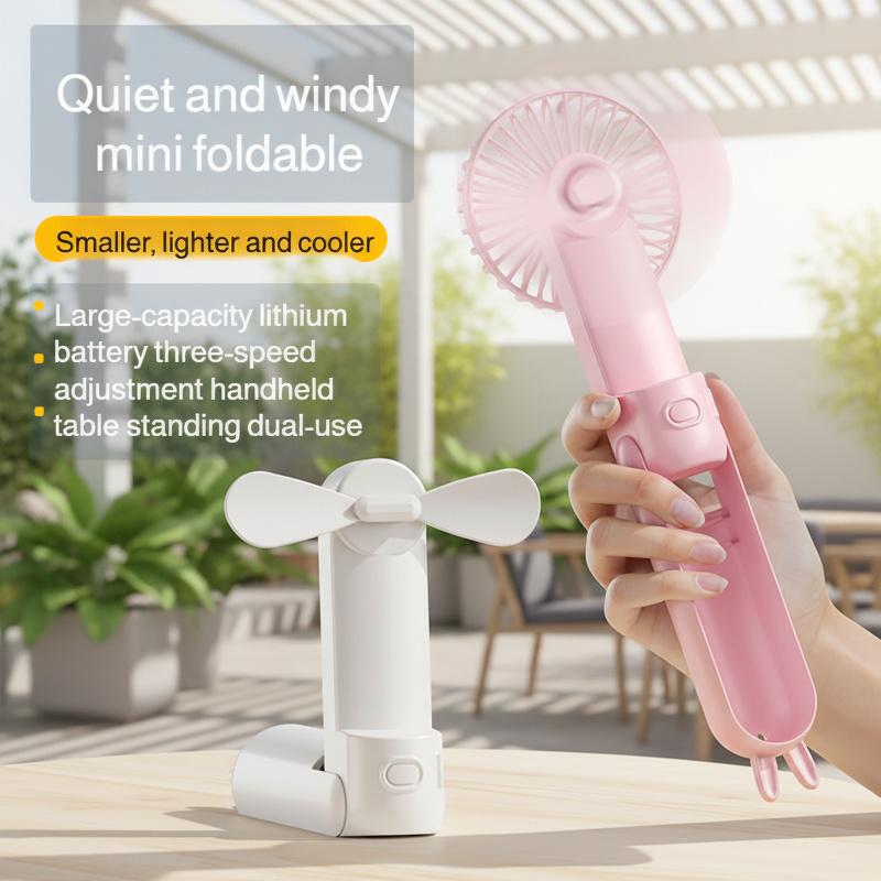 Handheld fan, USB rechargeable, foldable, portable, mini, rechargeable, quiet.