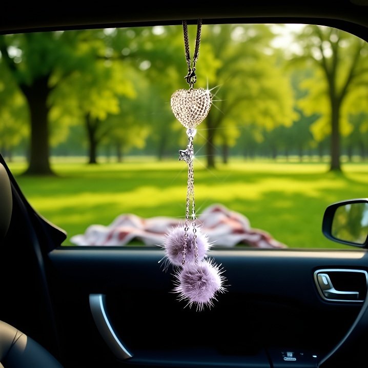 Wisiorek z pomponem samochodowym