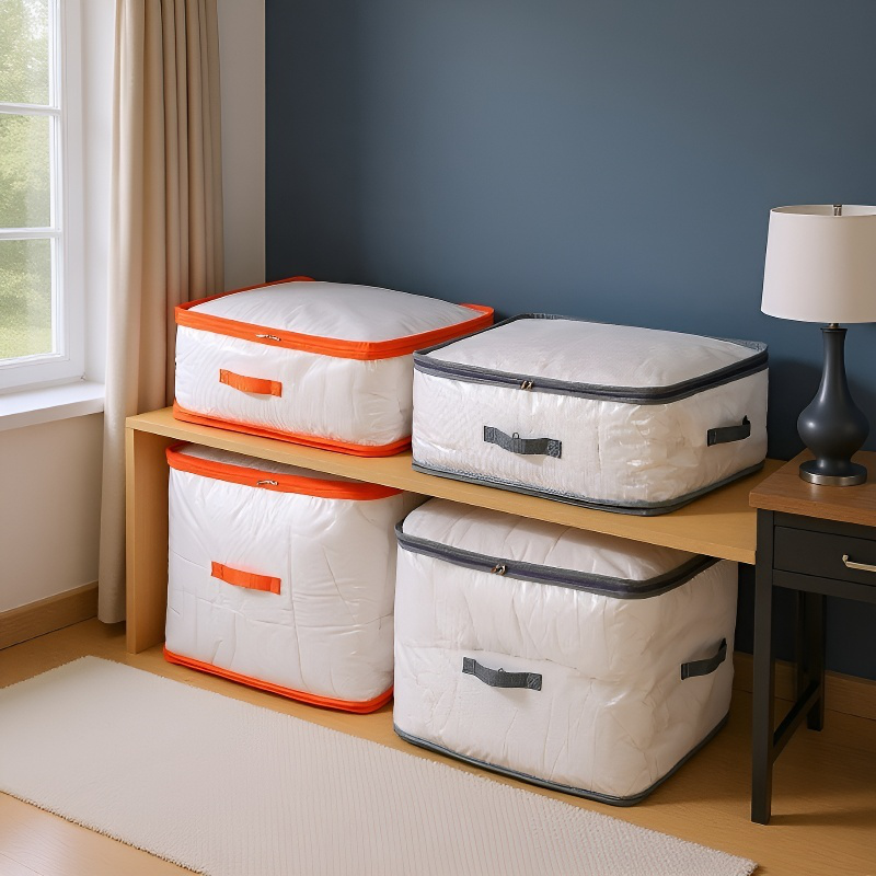 Funda compresora transparente para guardar mantas y prendas