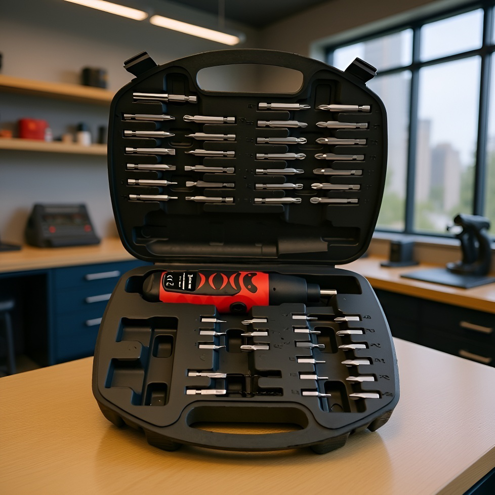 6V-os elemes mini fúró, elektromos csavarhúzó, egyenes szárú szerelőszerszám bútorhoz