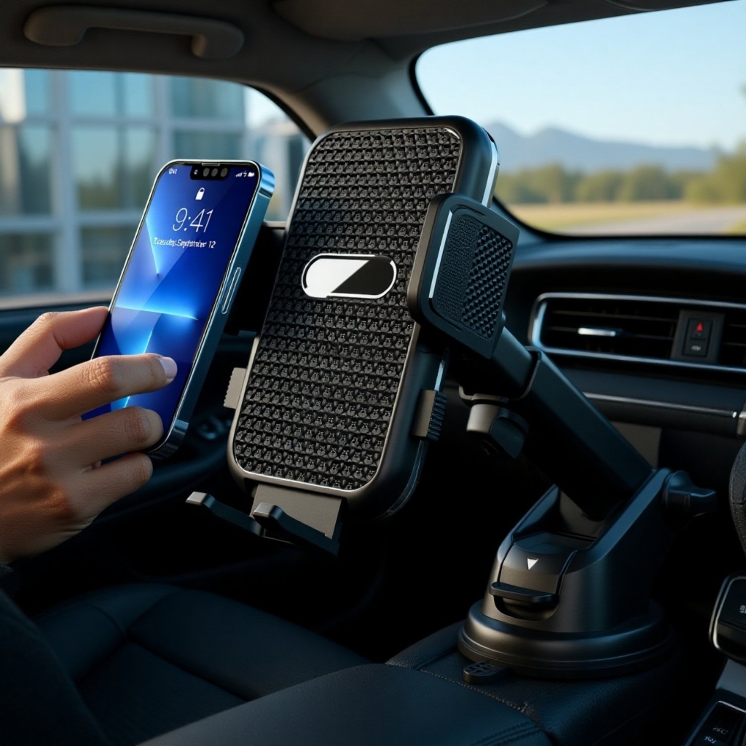 Support de téléphone pour voiture avec ventouse rétractable pour navigation