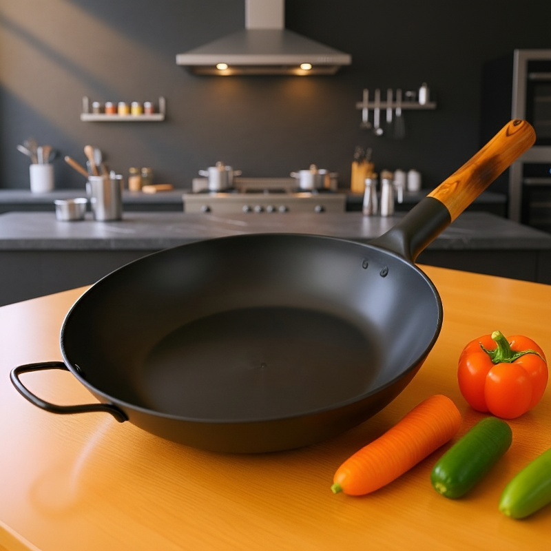 Altmodischer Wok-Topf aus Schmiedeeisen