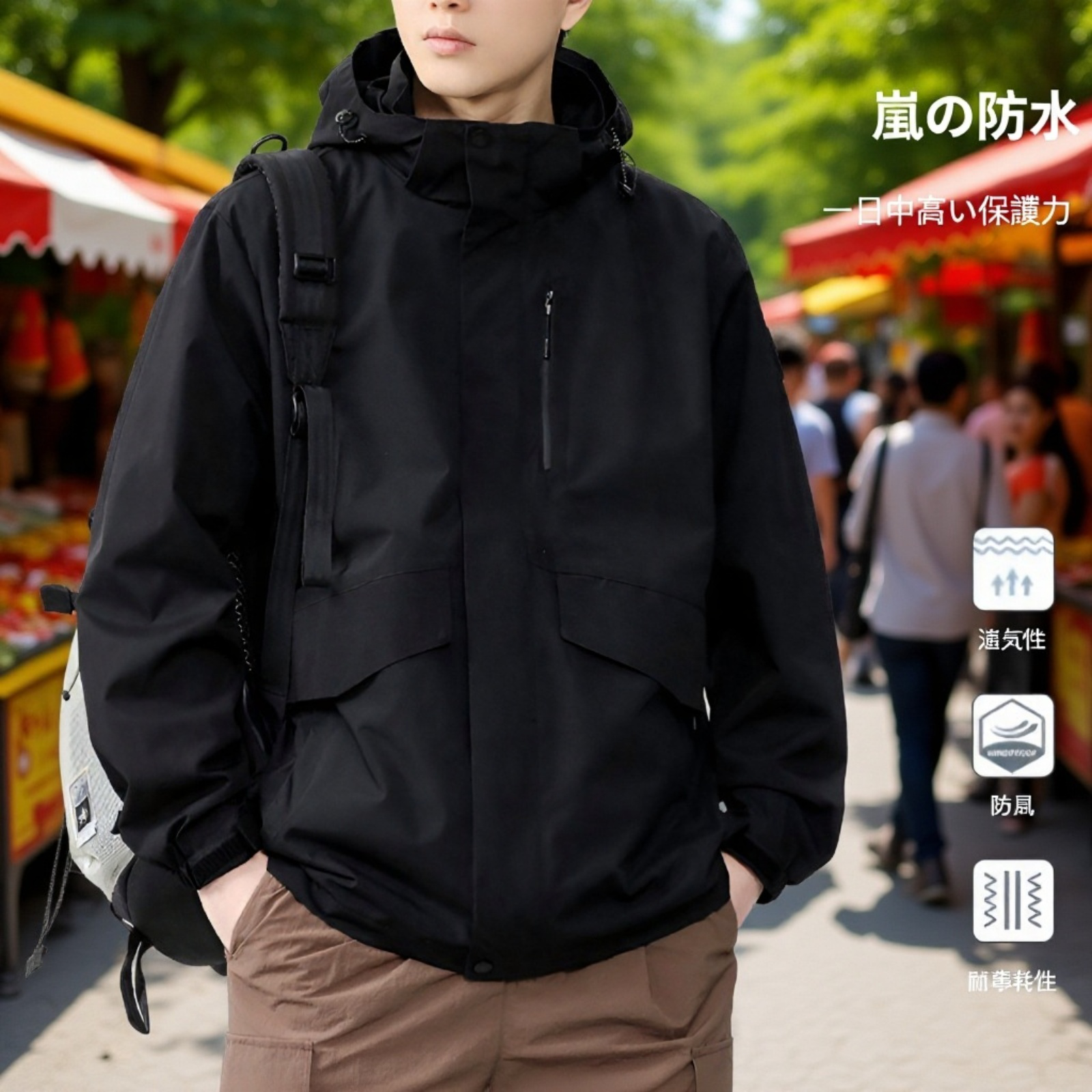 高品質素材の防風メンズジャケット