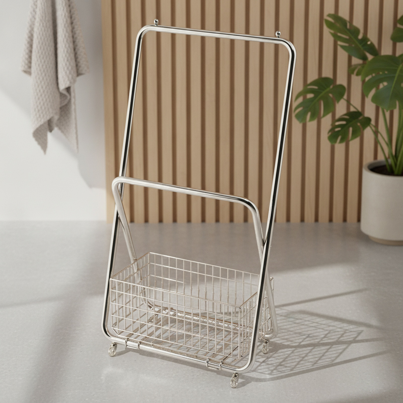 Floor-standing clothes rack floor bedroom coat rack thickened metal with wheels balcony clothes rack