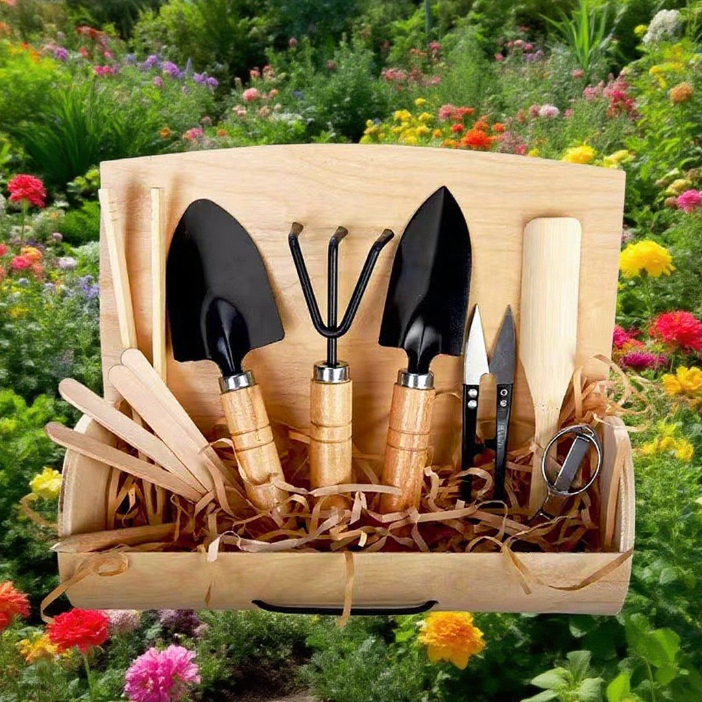 子供が庭でガーデニングを楽しむ様子