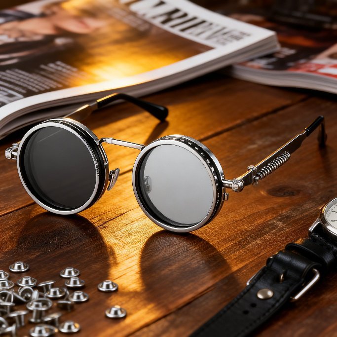 Adaptive Light Filter Round Sunglasses, Clear Vision Safety Glasses