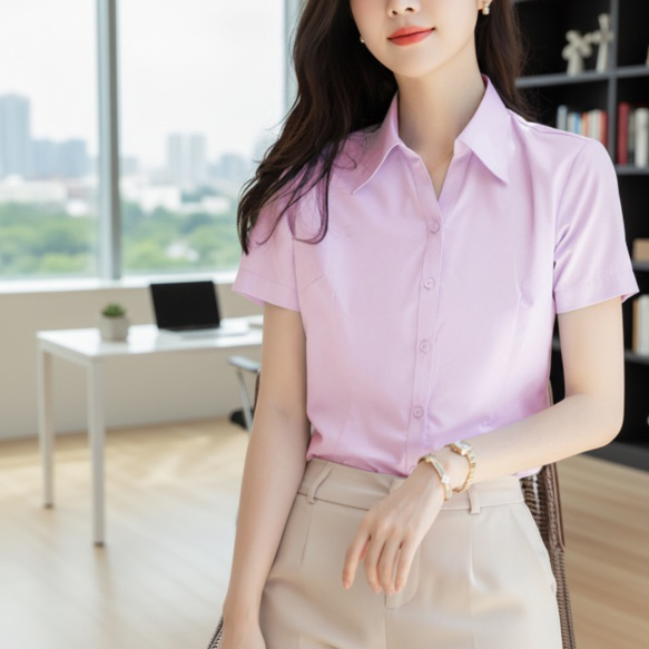 대나무 소재의 여성 긴팔 작업복 셔츠