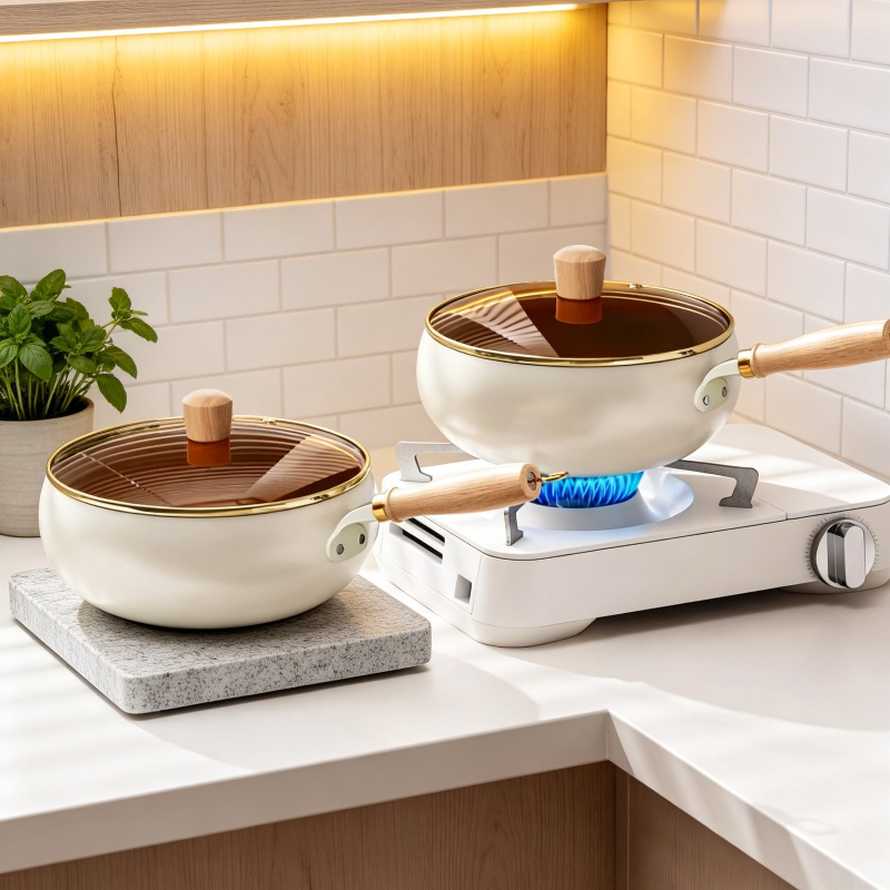 Olla pequeña de cristal y titanio fácil de limpiar