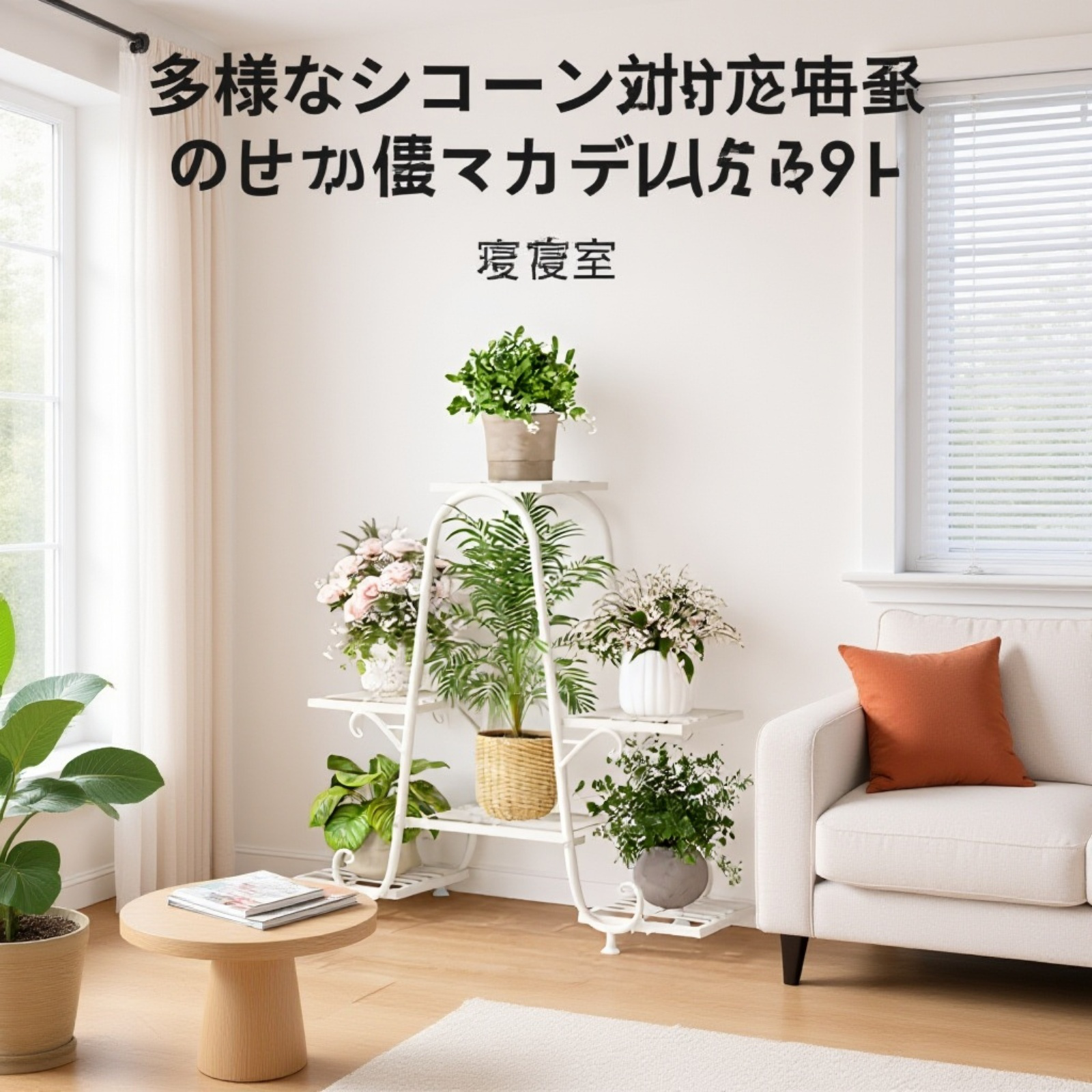 北欧風錬鉄製フラワーポットラック 9段 ガーデニングシェルフ 寝室用