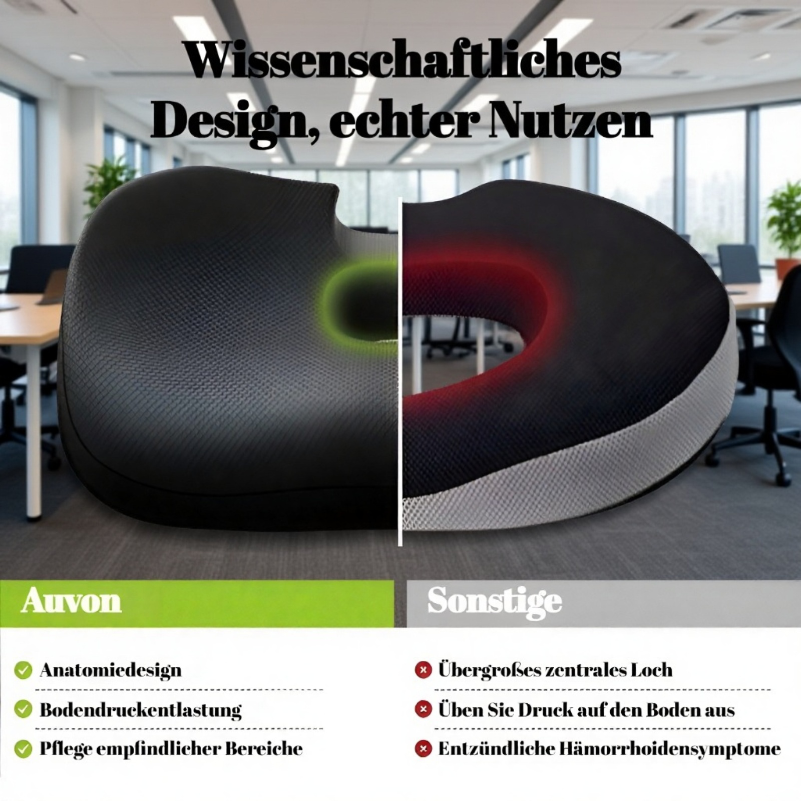 Ganzjahres-Memory-Schaum-Bürostuhlkissen für langes Sitzen