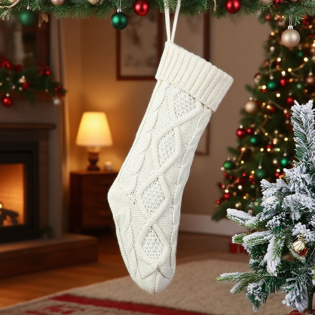 溫馨聖誕氛圍毛線長筒襪