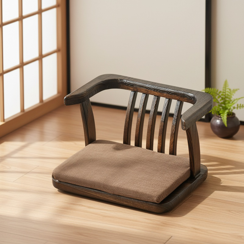 Chaise japonaise en bois massif pour balcon avec dossier ergonomique